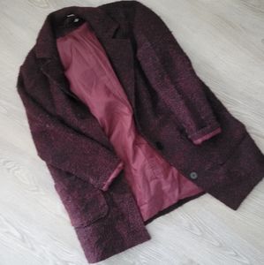 Burgundy Fuzzy Peacoat